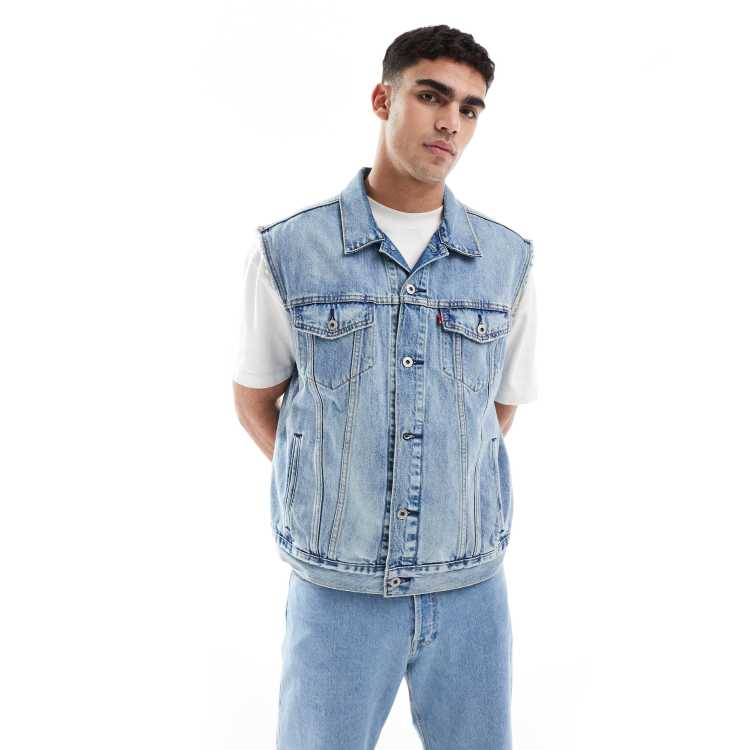 Levi's relaxed trucker denim vest in light wash ASOS