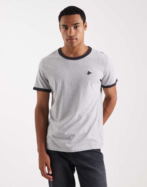Levi's retro cowboy embroidered ringer t-shirt in heather gray