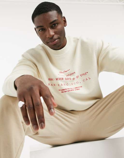 Levi's reverse fleece oversized sweatshirt in cream | ASOS