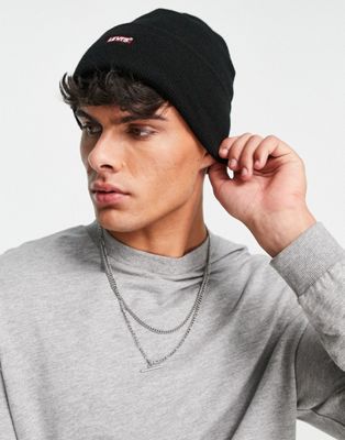 Levi's ribbed beanie with box tab logo in black