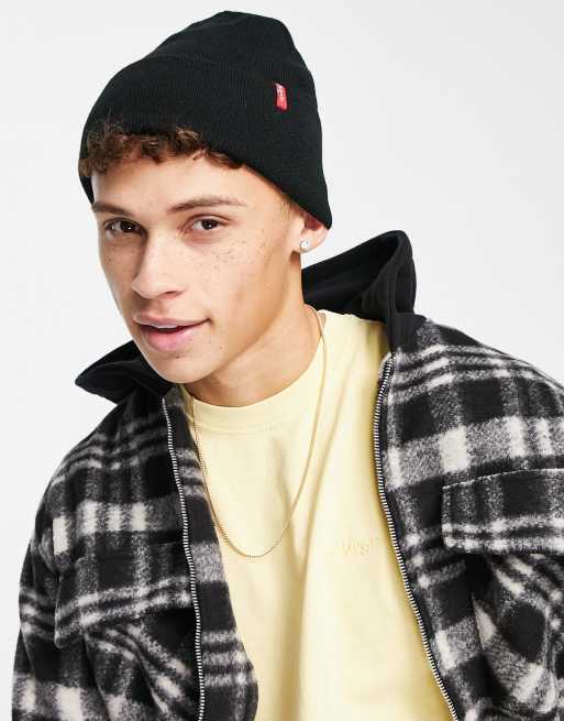 Levi's ribbed beanie with box tab logo in black | ASOS