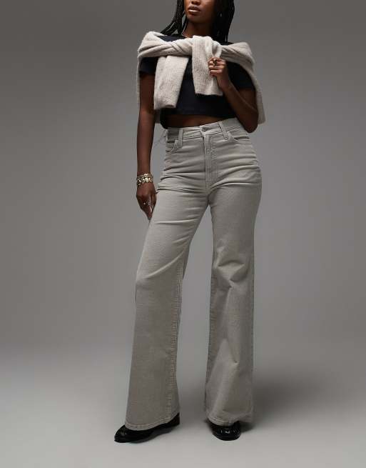 Levi's Ribcage bell bottom flared jeans in light grey