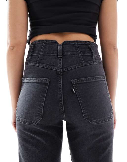 Levi's - Ribcage - Bells - Flared jeans met hoge taille en korsetdetail in zwart, 4 van 5