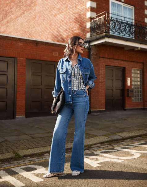 Levi's ribcage bells high rise flare jeans in light blue - view 1
