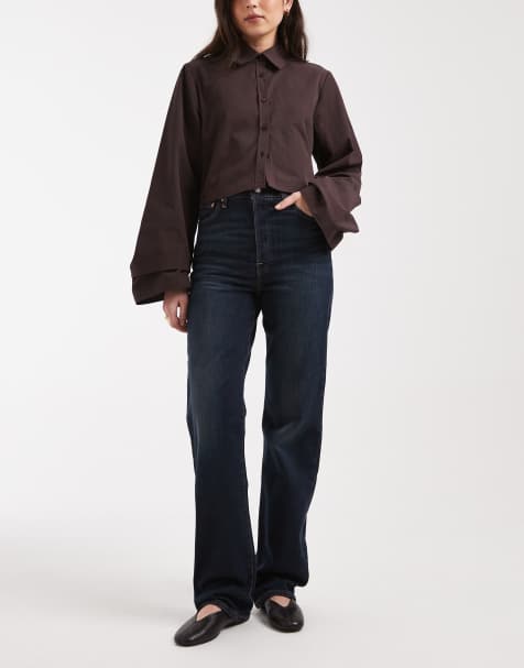 Levi's – Ribcage Bells – Mörkblå, tvättade, utsvängda jeans med hög midja - view 1