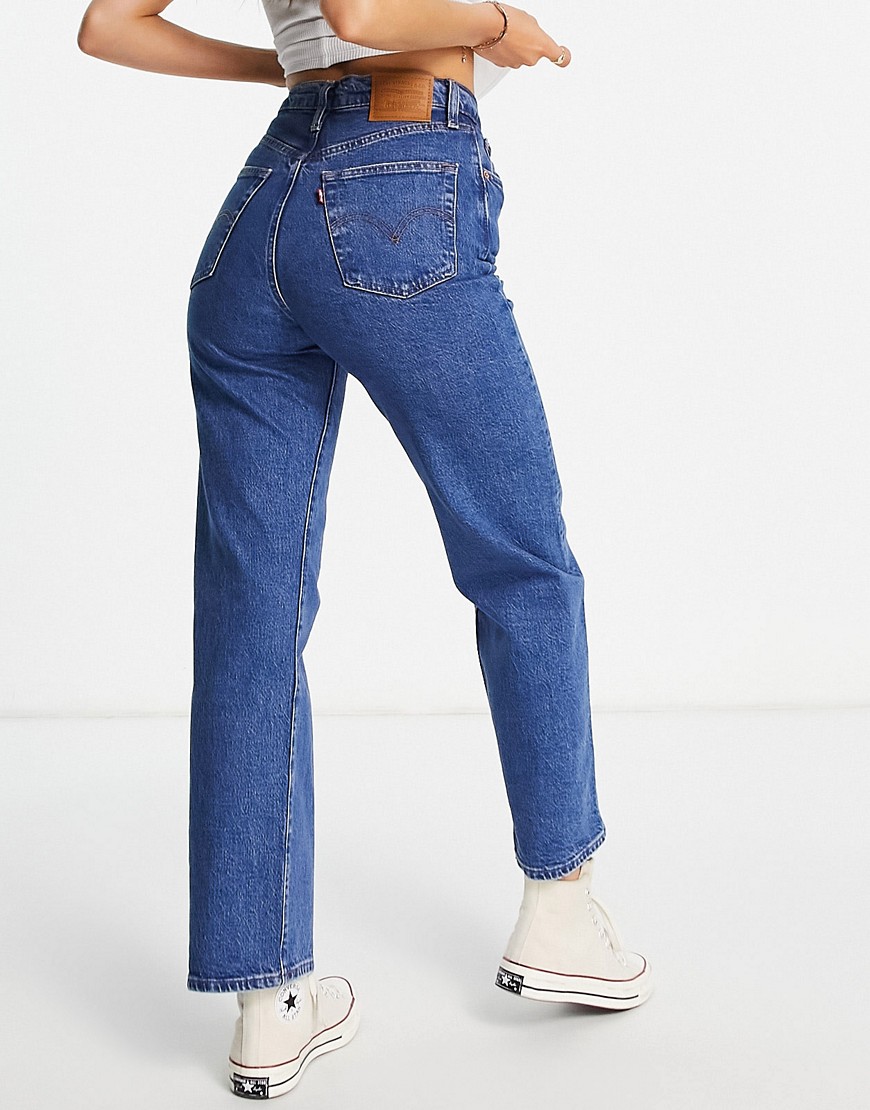 levi's - ribcage - blå ankellånga jeans med raka ben