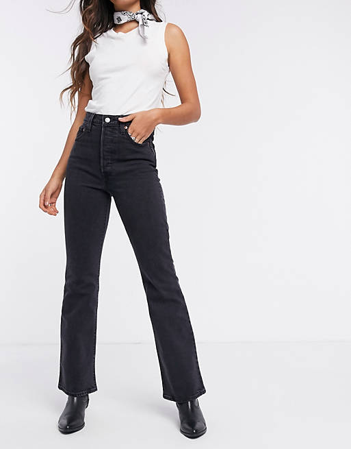 Levi's Ribcage bootcut jeans in washed black | ASOS