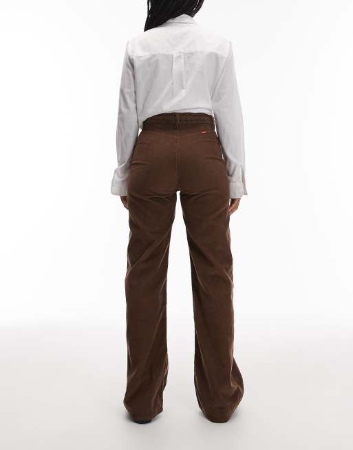 Levi's - Ribcage - Brune jeans med flettet talje og vide ben i fløjl, 3 af 5