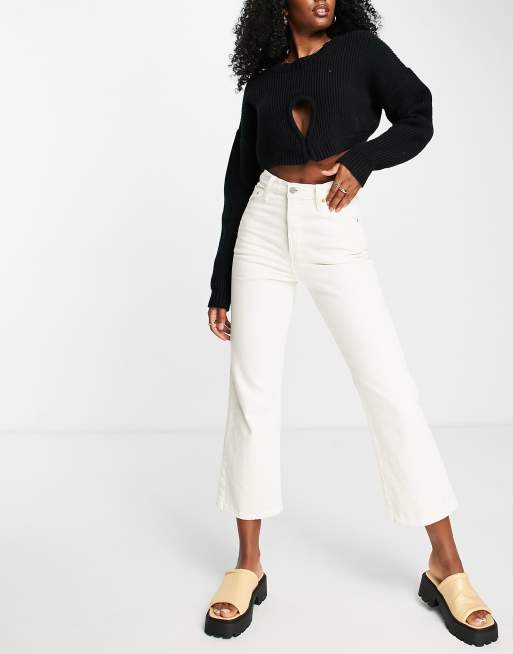 Levi's ribcage crop bootcut jeans in ecru | ASOS