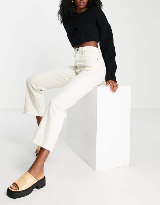 Levi's ribcage crop bootcut jeans in ecru | ASOS