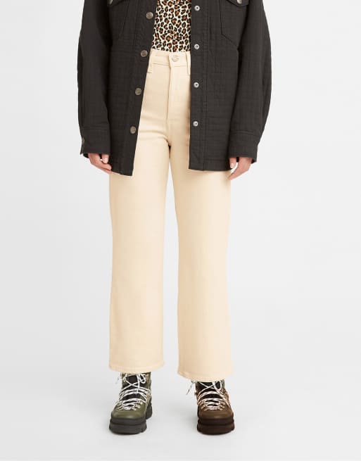 Levi's ribcage cropped ankle jeans in cream 