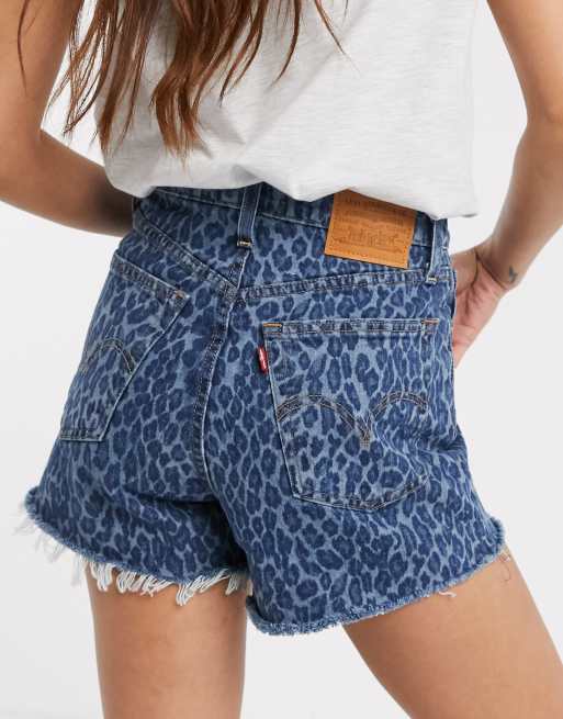 Women's Leopard Print Fashion Denim Shorts,Leopard,S