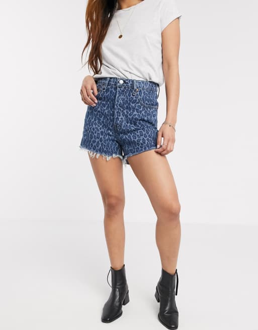 Levi's Ribcage denim shorts in leopard print | ASOS