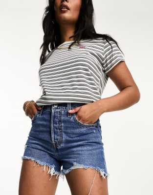 Levi's ribcage denim shorts in mid blue | ASOS