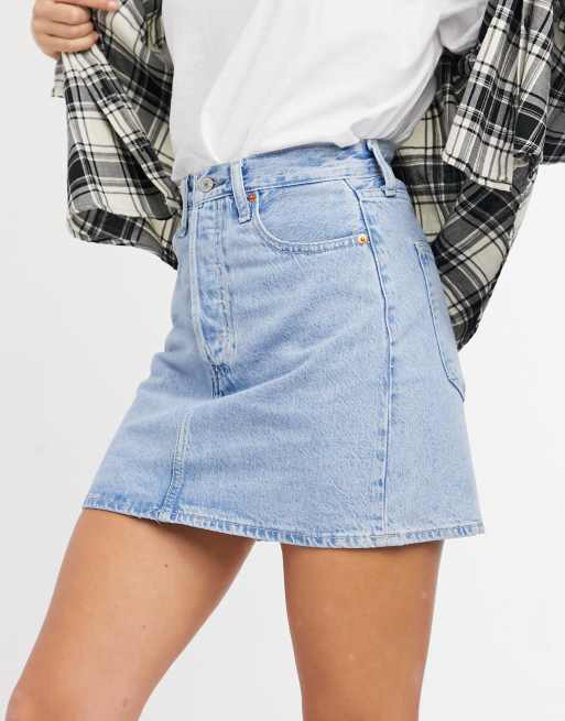 Levi's Ribcage denim skirt in bleach wash | ASOS