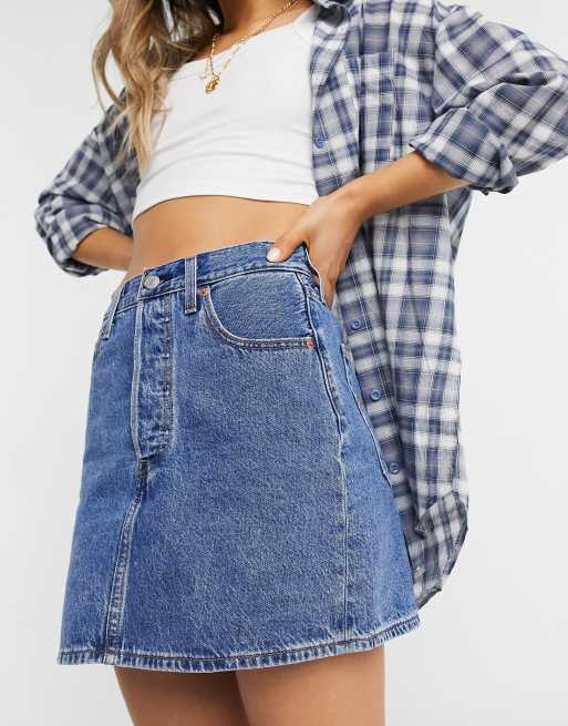 Levi's ribcage denim skirt in mid wash | ASOS