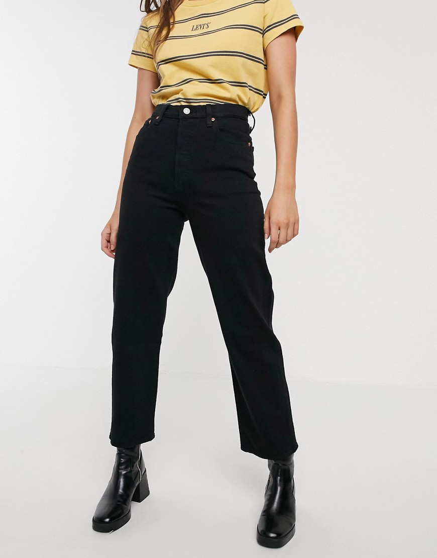 Levi's - Ribcage - Enkellange jeans met rechte pijpen in zwart