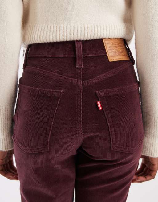 Levi's Ribcage flare cord-jeans i burgundy, 4 af 5
