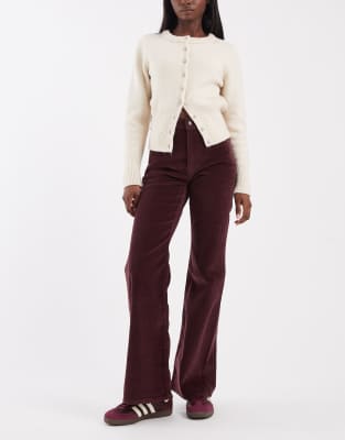 ASOS Levi's ribcage flare cord jeans in burgundy | ASOS