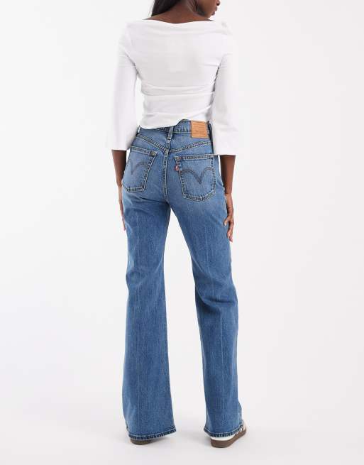 Levi's Ribcage flare-jeans i mellanblå, 3 av 5