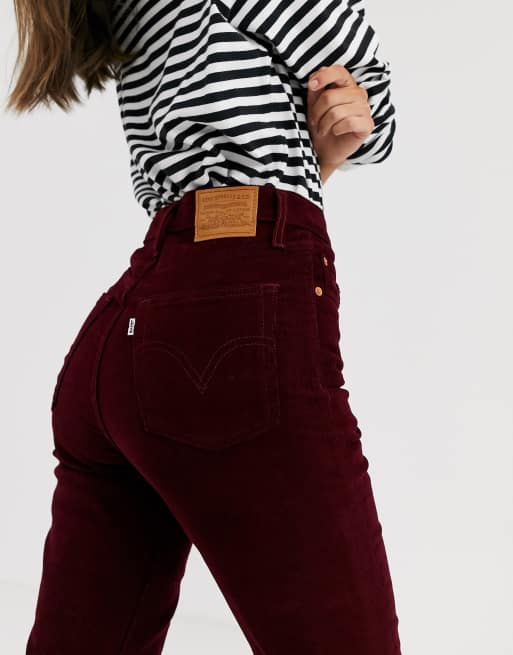 Levi's Ribcage flare jeans in red corduroy