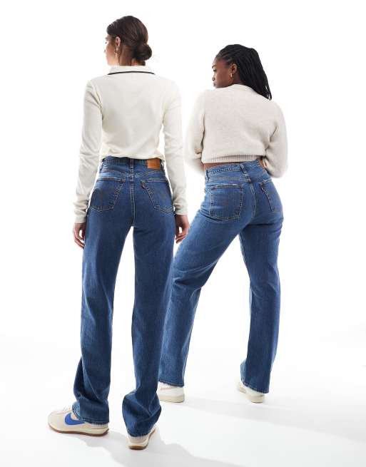 Levi's – Ribcage – Gerade geschnittene Jeans in Mittelblau mit regulärer Länge und hohem Bund, 2 von 5
