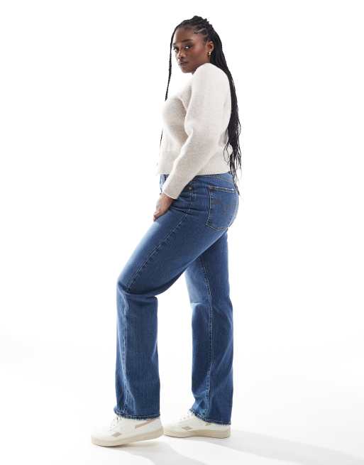 Levi's – Ribcage – Gerade geschnittene Jeans in Mittelblau mit regulärer Länge und hohem Bund, 3 von 5