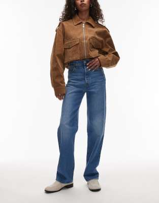 Levi's - Ribcage - Gerade geschnittene, knöchellange Jeans in Mittelblau