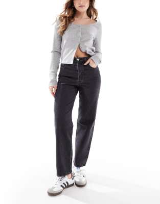 Levi's - Ribcage - Gerade, knöchellange Jeans in verwaschenem Schwarz