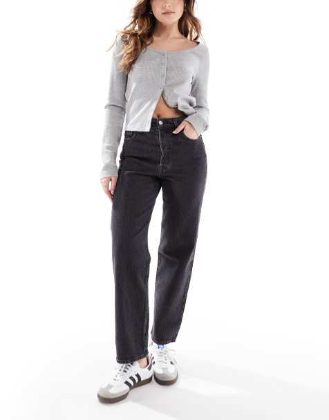 Levi's – Ribcage – Gerade, knöchellange Jeans in verwaschenem Schwarz - view 1