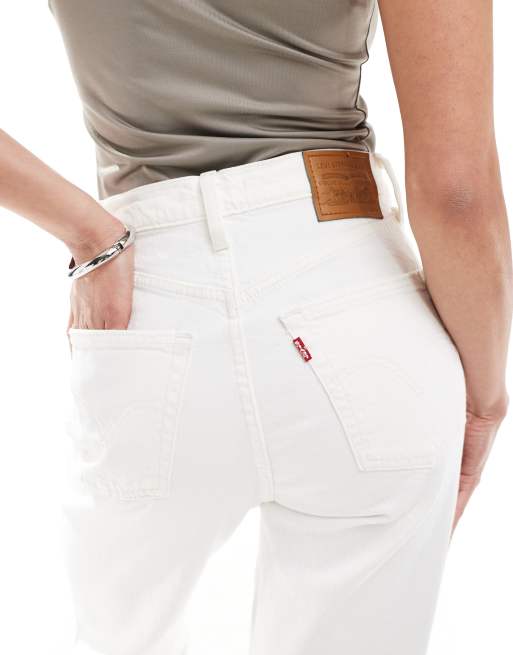 Levi's – Ribcage – Gräddvita ankeljeans med raka ben, 4 av 5