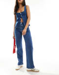 [Levi's] Levi's ribcage high rise straight ankle length performance cool denim jeans in mid blue W30 L29 Mid Blue