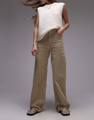 Levi's Ribcage High Rise Wide Leg Corduroy Pants In Neutral