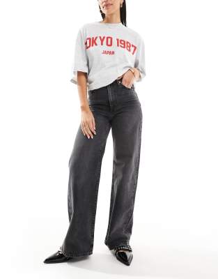 Levi's Ribcage High Rise Wide Leg Jeans In Black