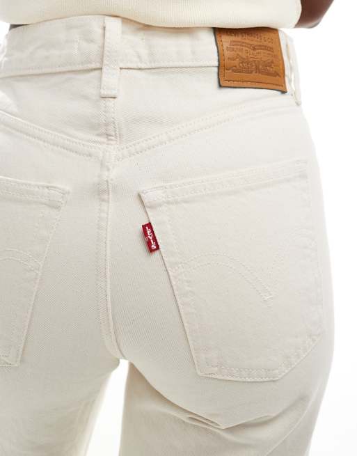 Levi's ribcage high rise wide leg jeans in white | ASOS