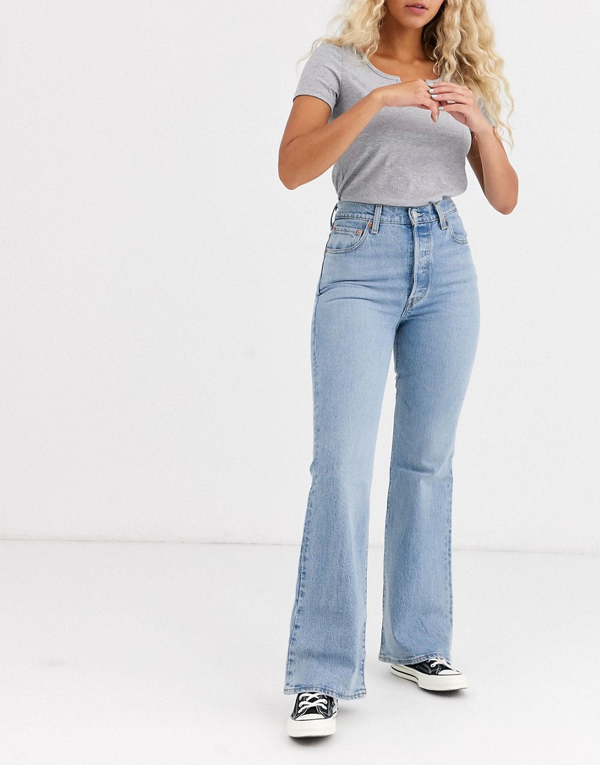 LEVI'S RIBCAGE HIGH WAISTED FLARES IN LIGHT WASH BLUE,84566-0001
