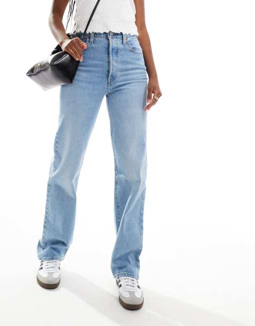 Levi's – Ribcage – Jasnoniebieskie jeansy o pełnej długości