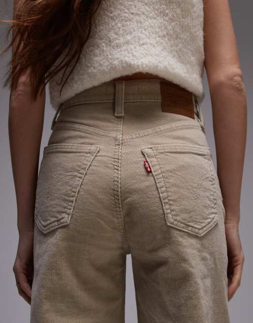 Levi's - Ribcage - Jean large en velours côtelé à taille haute - Beige, 4 de 5