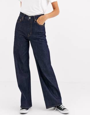 levi's blue ribcage wide leg jeans