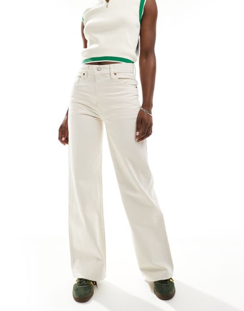 Levi's - Ribcage - Jeans a fondo ampio bianchi a vita alta - view 1