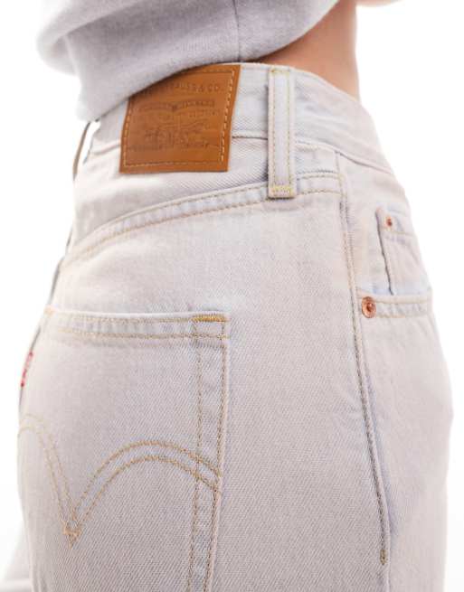Levi s Ribcage Jeans a fondo ampio lavaggio bianco ASOS