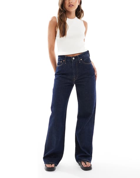 Levi's - Ribcage - Jeans a vita alta color blu navy con fondo ampio - view 1