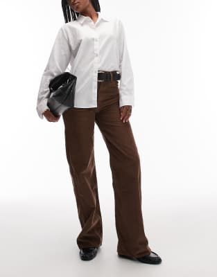 Levi's - Ribcage - Jeans in Braun mit weiten Beinen und Flechtdetail-Brown