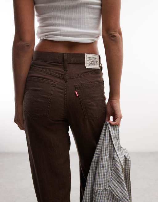 Levi's Ribcage jeans med vida ben i brun, 3 av 5