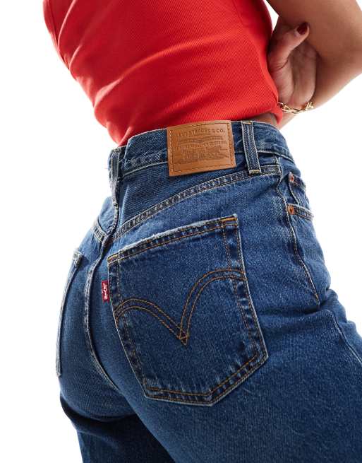 Levi's - Ribcage - Jeans met wijde pijpen en hoge taille in donkerblauw, 2 van 8