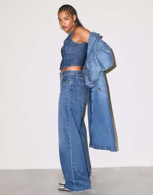 Levi's - Ribcage - Jeans met wijde pijpen en hoge taille in donkerblauw, 7 van 8