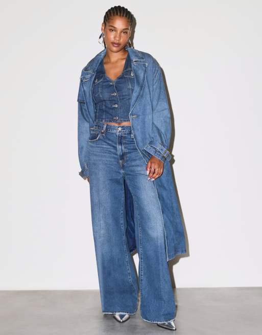 Levi's - Ribcage - Jeans met wijde pijpen en hoge taille in donkerblauw, 8 van 8