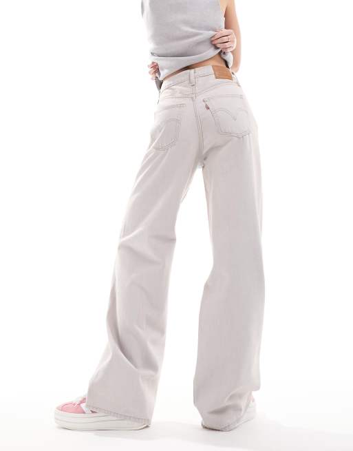 Levi's - Ribcage - Jeans met wijde pijpenen zeer hoge taille in witte wassing, 2 van 5