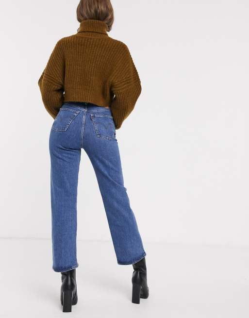 Levi's – Ribcage – Knöchellange Jeans mit gerade geschnittenen Hosenbeinen in verwaschenem Dunkelblau, 2 von 4