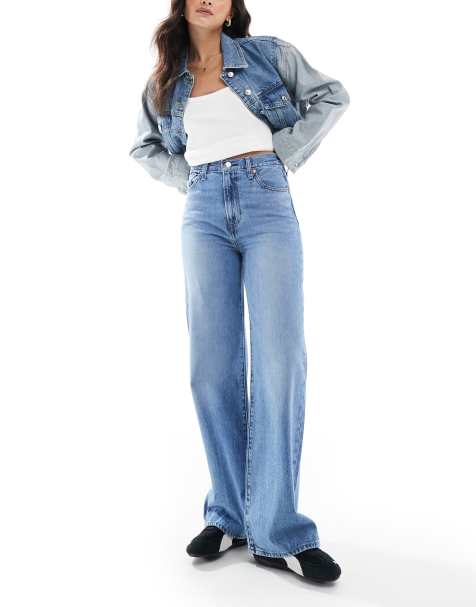 Levi's – Ribcage – Ljusblå, tvättade jeans med vida ben och hög midja - view 1